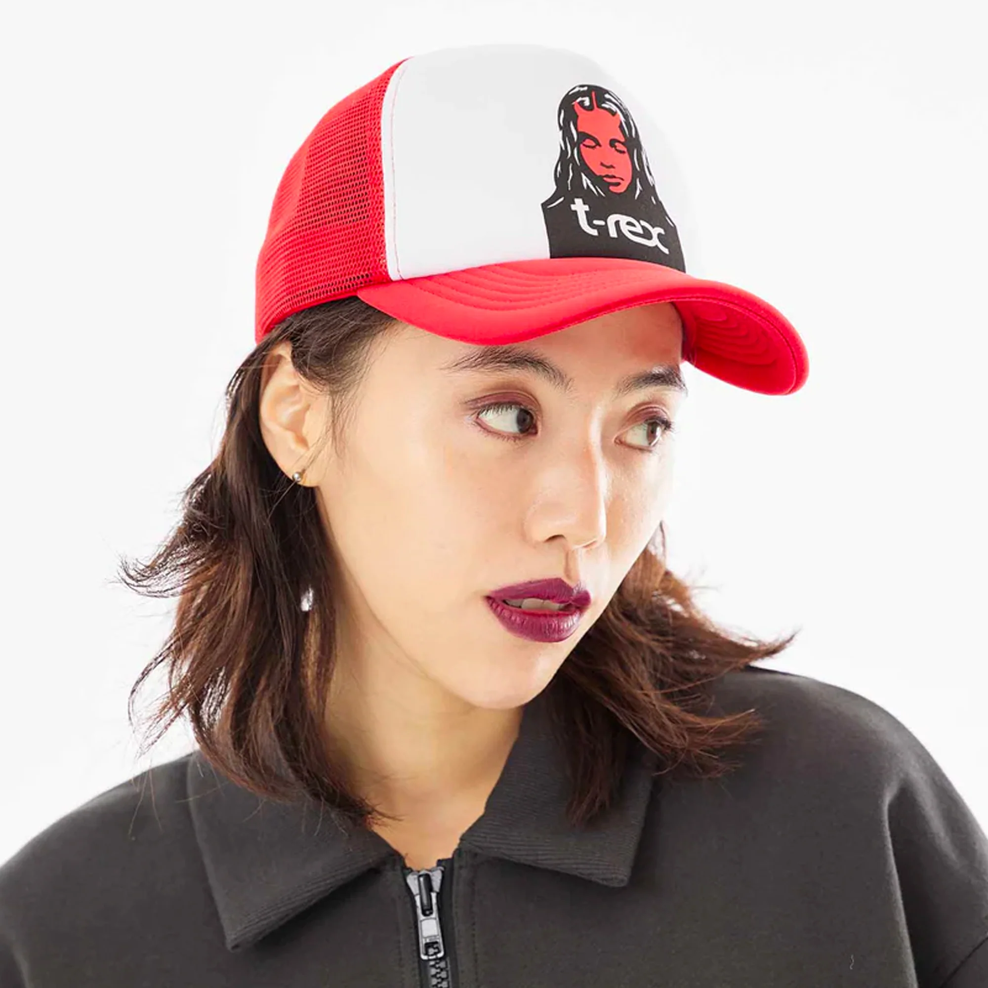 X-Girl x T-Rex Womens Lost Angels Face Mesh Trucker Hat - Image 2