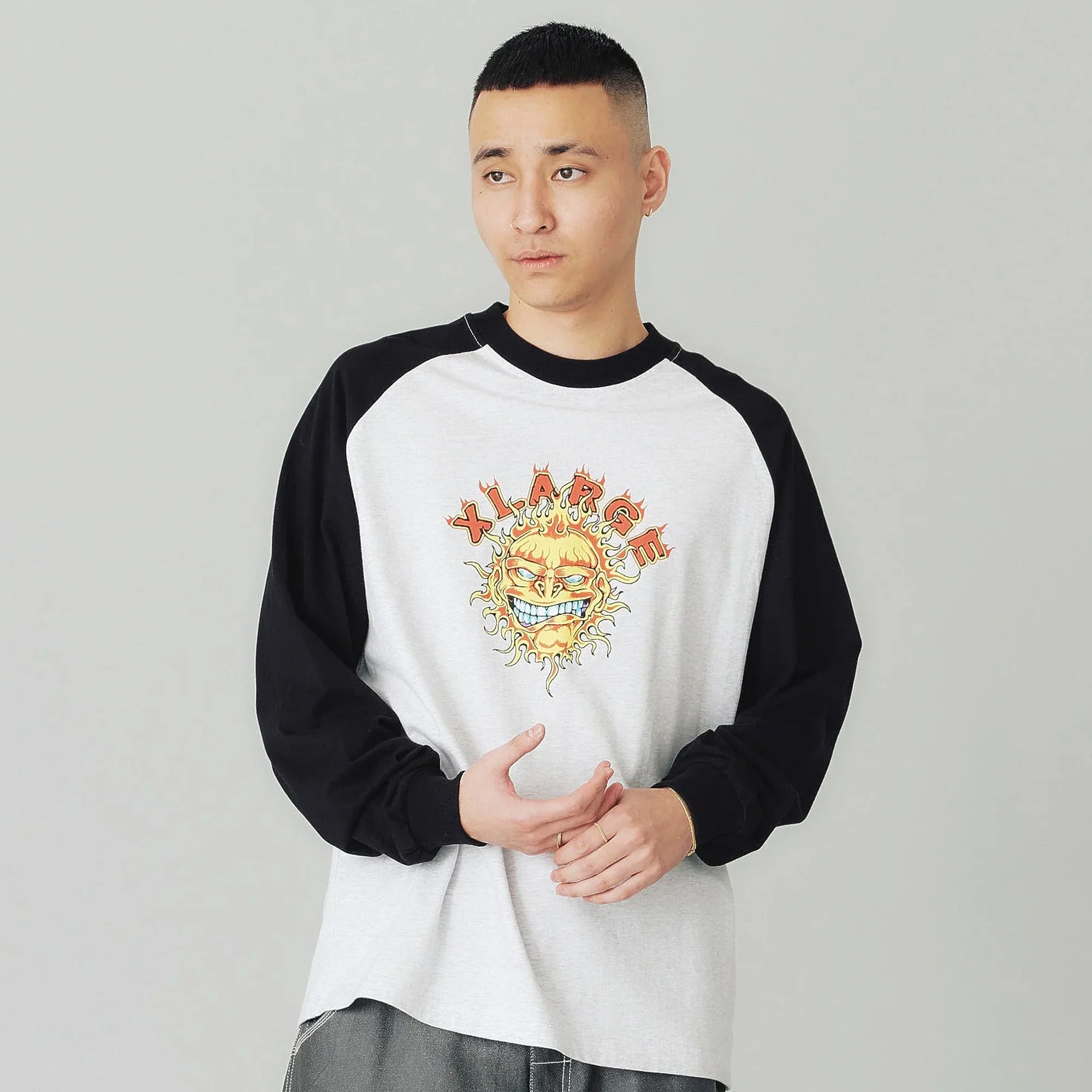 X-Large Mens Flame Raglan LS Tee - Image 2